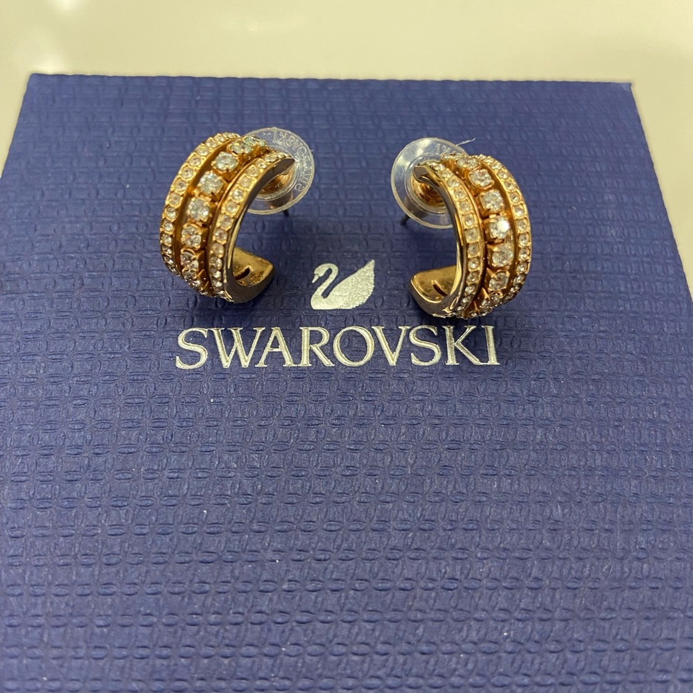Swarovski Hoop Earrings Rose Gold